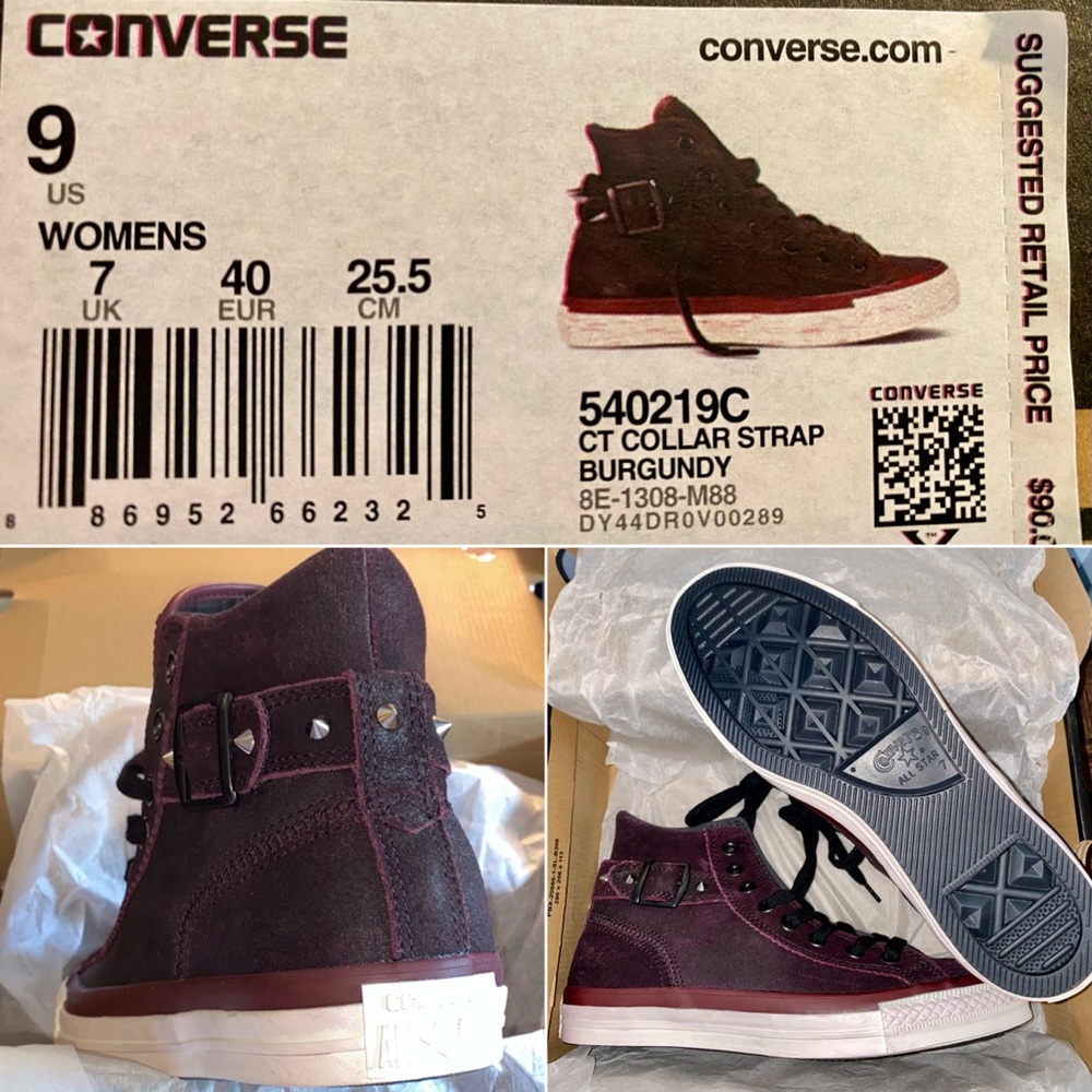 Converse Hi Collar Strap Burgundy 9 Wmns 7 Mens
